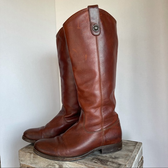 FRYE Cognac Melissa Button Boots/Booties - Picture 3 of 16